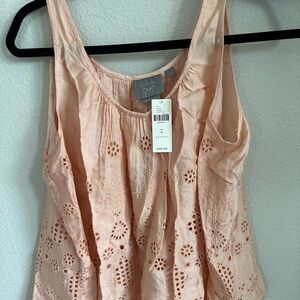 Anthropologie Peach Pleated Tank Top